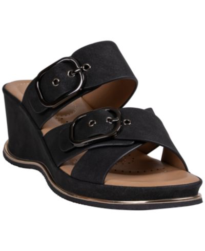 GC Shoes Women's Olana Buckle Round Toe Wedge Sandals