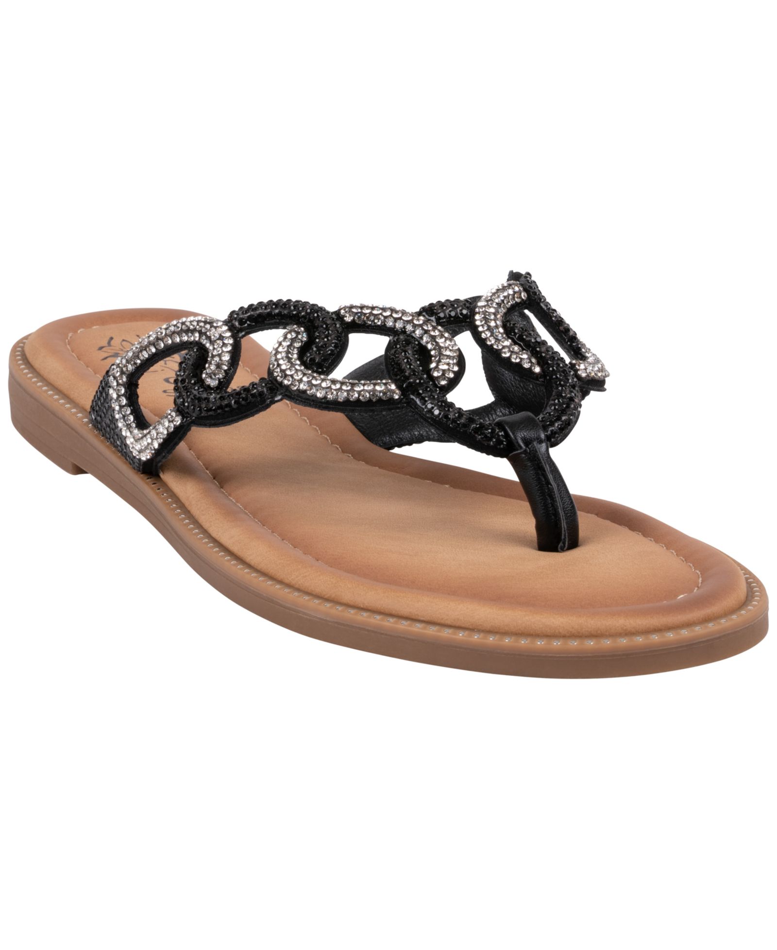 GC Shoes Women's Vania Chain Link Thong Flat Sandals