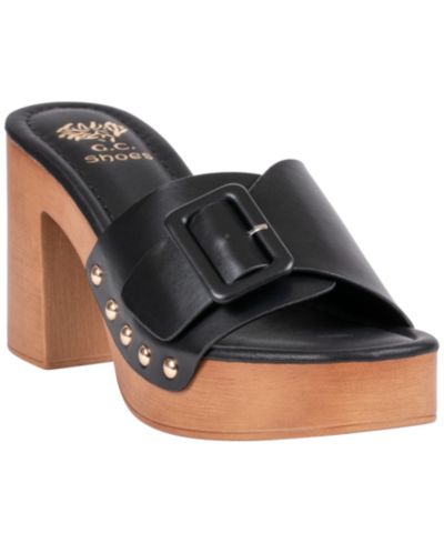 Женские сандалии на платформе с деревянным каблуком и пряжкой GC Shoes York