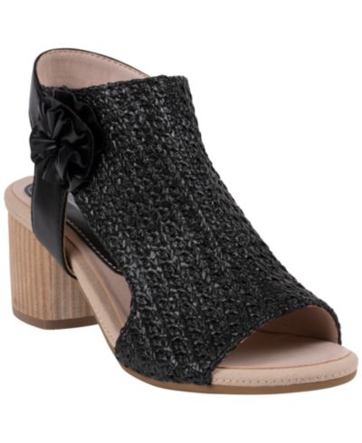 Женские нарядные босоножки GC Shoes Zakki Flower Rosette с тканым верхом и устойчивым каблуком