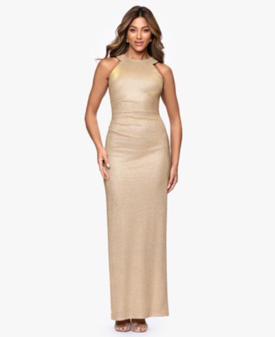 Женское вечернее платье XSCAPE с металлическим блеском и halter neck