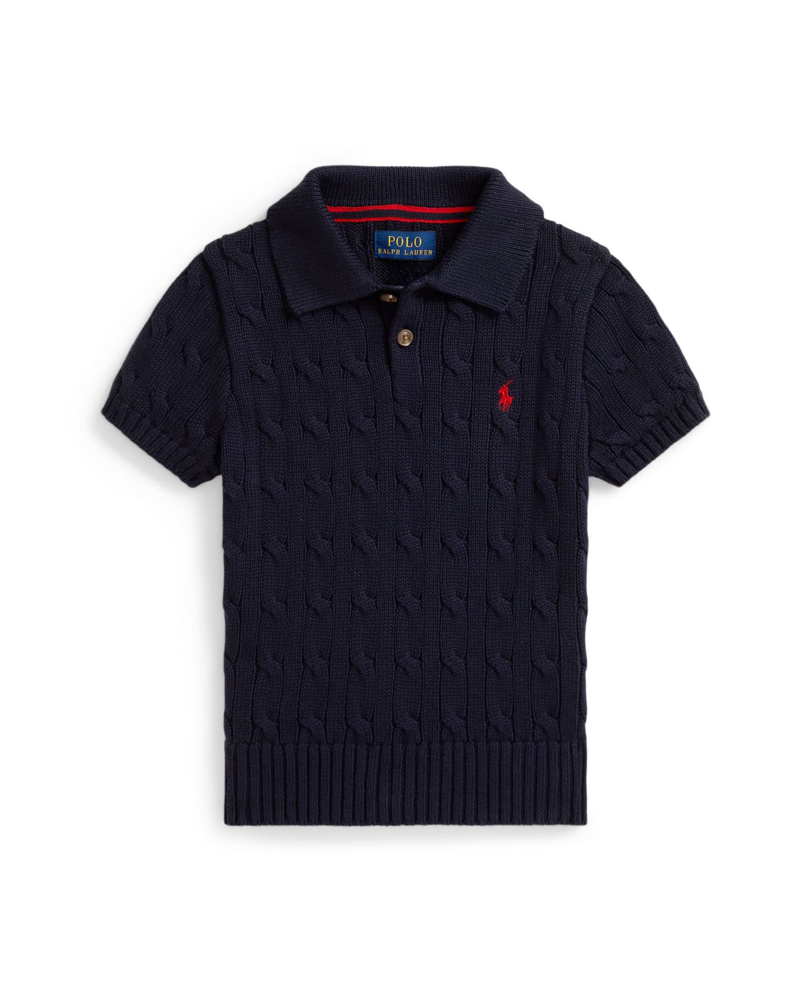 Polo Ralph Lauren Детский хлопковый поло-свитер с вязаным узором Cable-Knit, 2-7