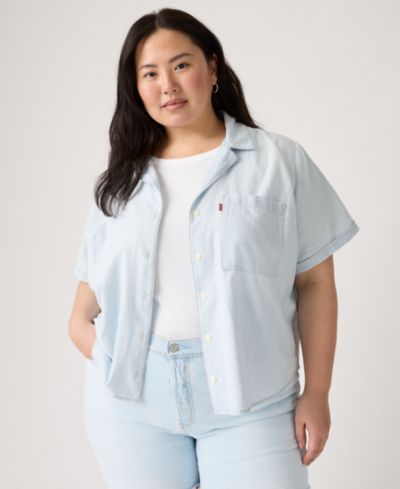 Levi's Plus Size рубашка Bennie Button-Up Camp из хлопка