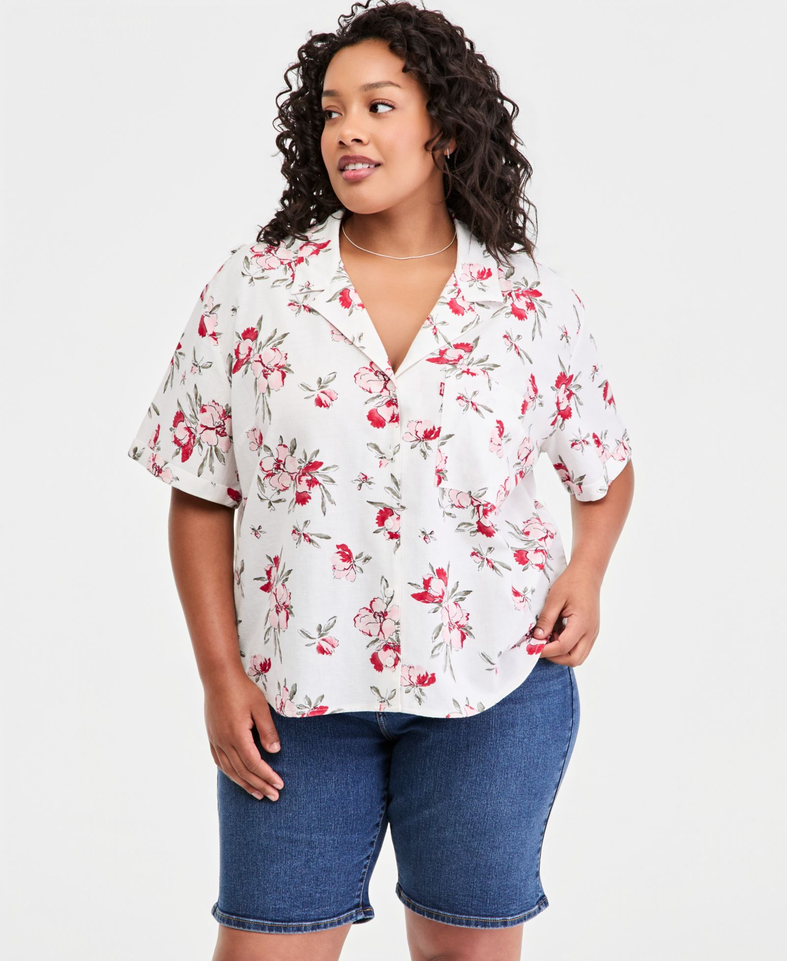 Levi's Plus Size рубашка Bennie Button-Up Camp из хлопка