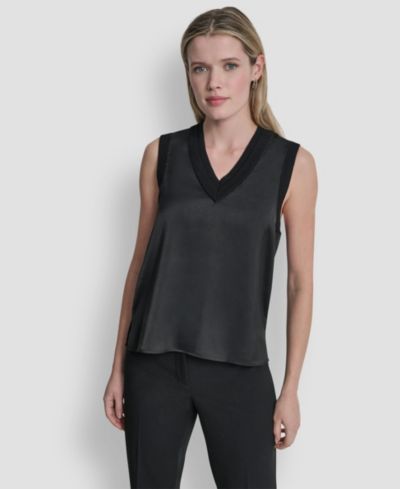 Женский трикотажный жилет DKNY Mixed Media V-Neck Sleeveless