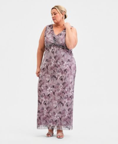 Женское платье Connected Plus size с металлическим цветочным принтом и драпировкой