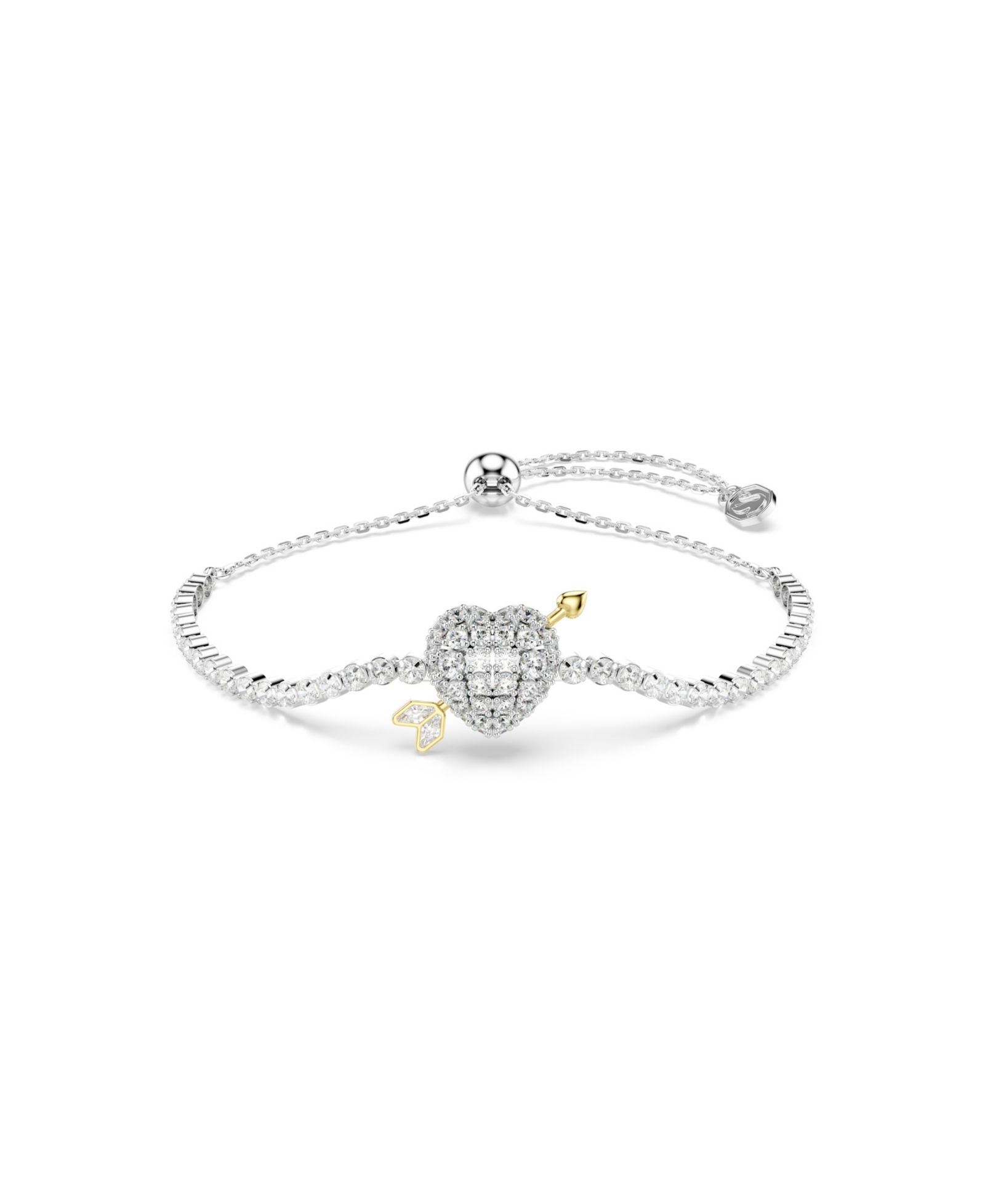 Браслет Swarovski Mixed Cuts, Heart with Arrow, White, Rhodium Plated Idyllia