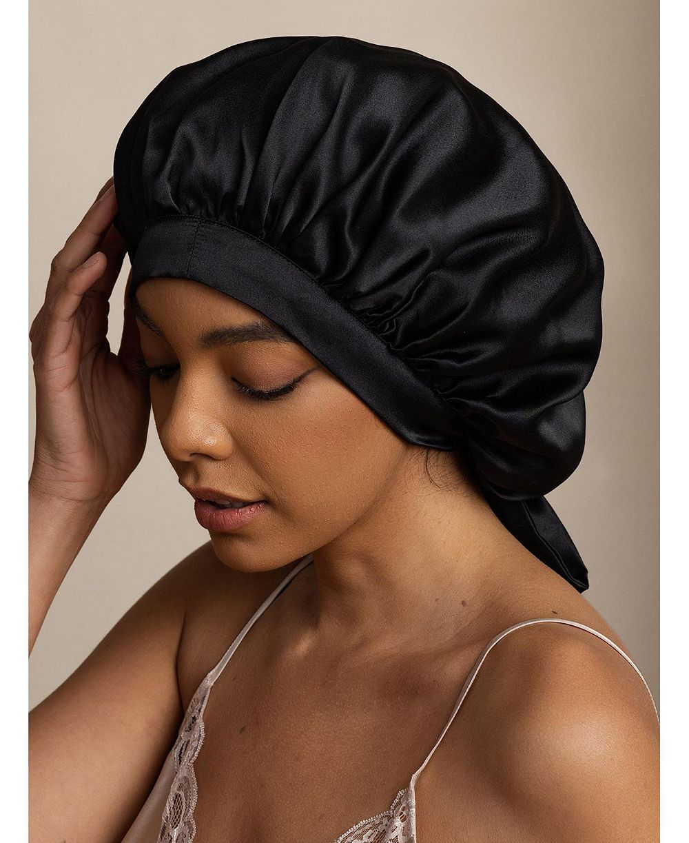 SilkSilky Women's Mulberry Silk Bonnet with Long Ribbons
