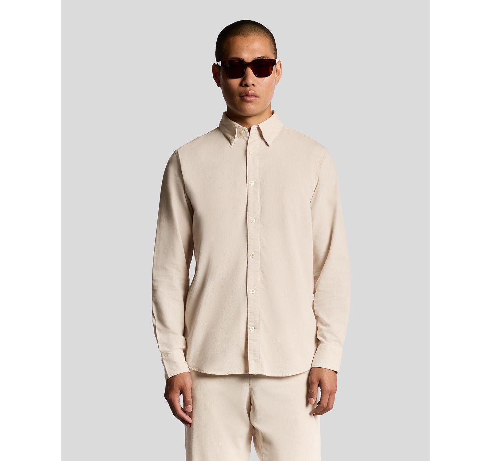 Мужская рубашка Lyle & Scott из микровельвета с длинным рукавом