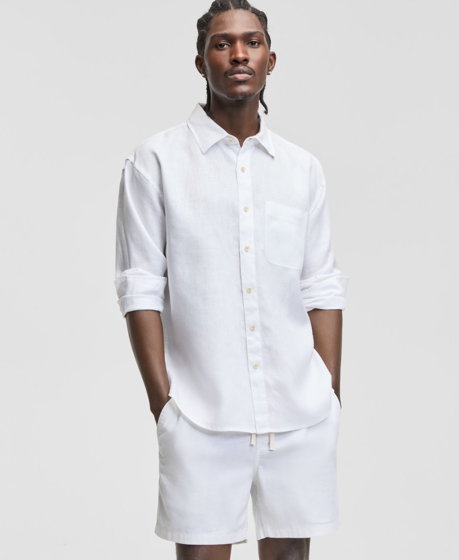Мужская рубашка Sun + Stone 100% Linen Relaxed Long-Sleeve Garment-Dyed