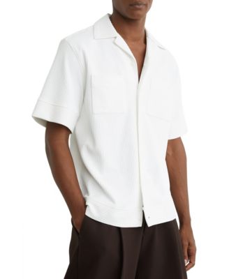 REISS Men's Odessa Ribbed Cuban-Collar Shirt