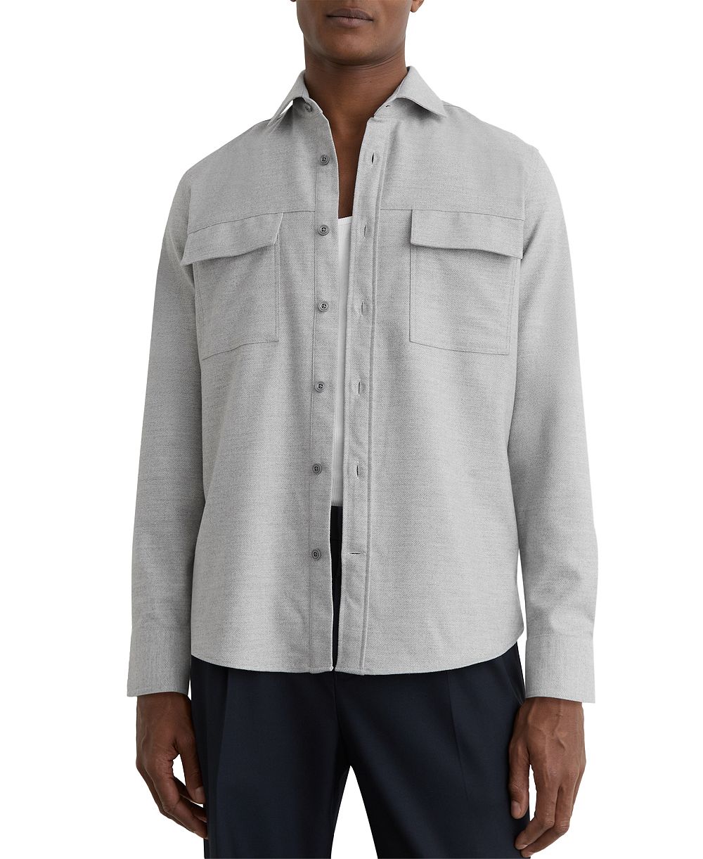 REISS Men's Chamber Regular Fit Brushed Twin-Pocket Overshirt