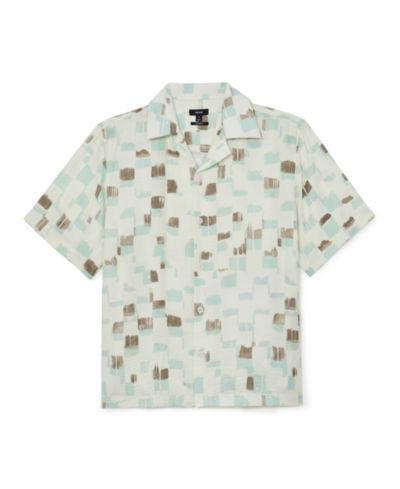 Мужская рубашка REISS Vespucci Brushstroke-Print Cuban-Collar