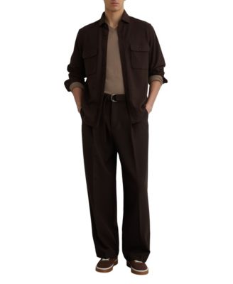 REISS Men's Forsithe Textured Twin-Pocket Cotton-Blend Overshirt