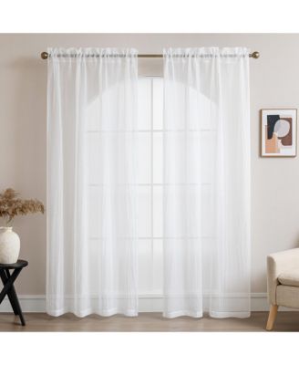 Awesome Home Crinkle Textured Semi-Sheer Rod Pocket Curtains Pair