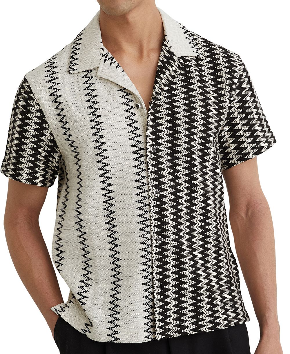 Мужская рубашка REISS Dain Zig Zag Crochet Cuban