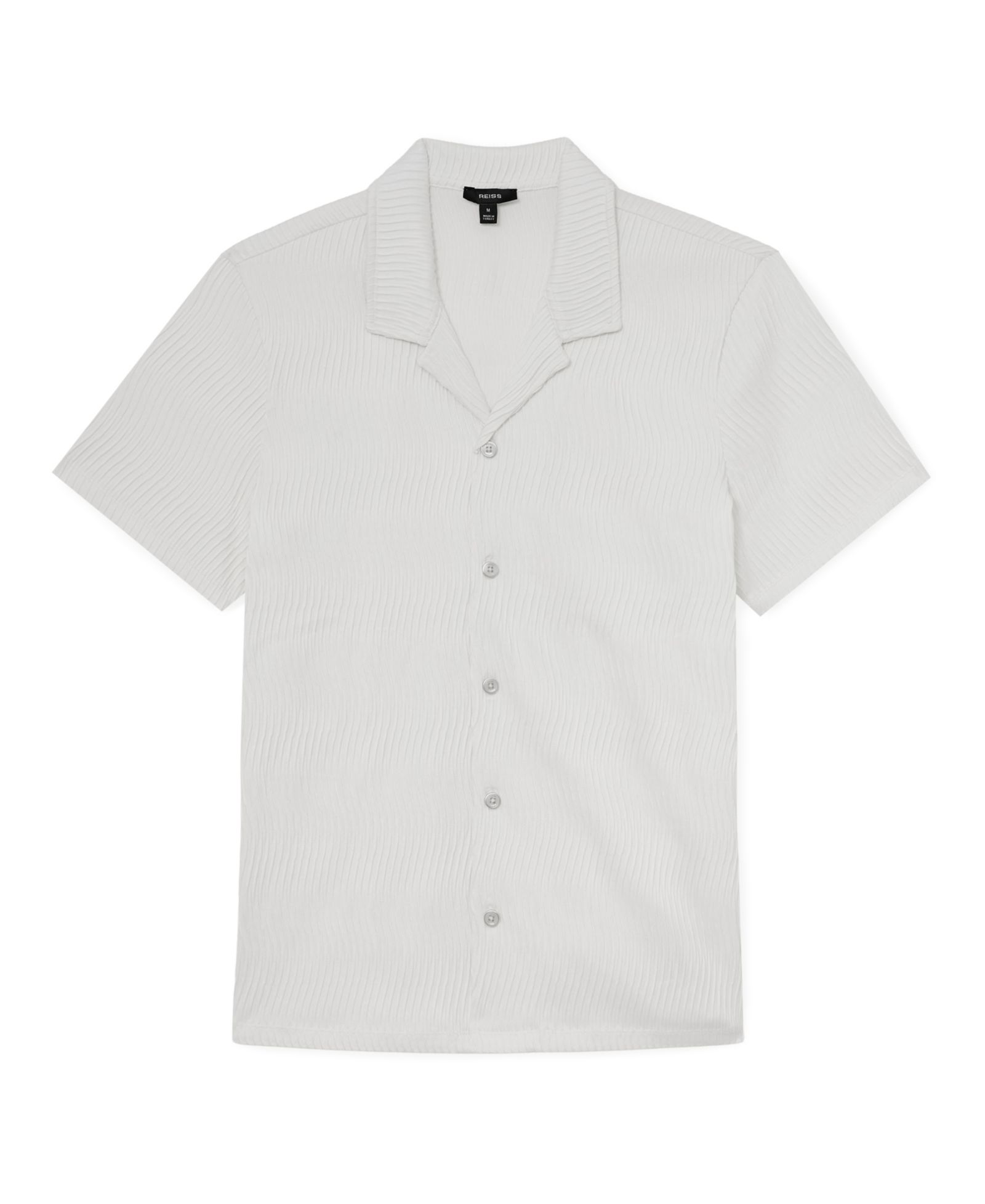 REISS Men's Aleo Textured-Wave Cuban-Collar Shirt
