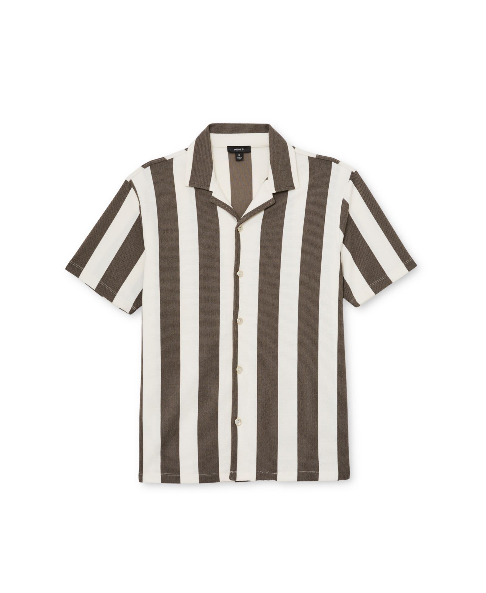 REISS Мужская рубашка с коротким рукавом Dexter Block Stripe Cuban