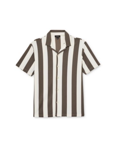 REISS Men's Dexter Block Stripe Cuban Shirt