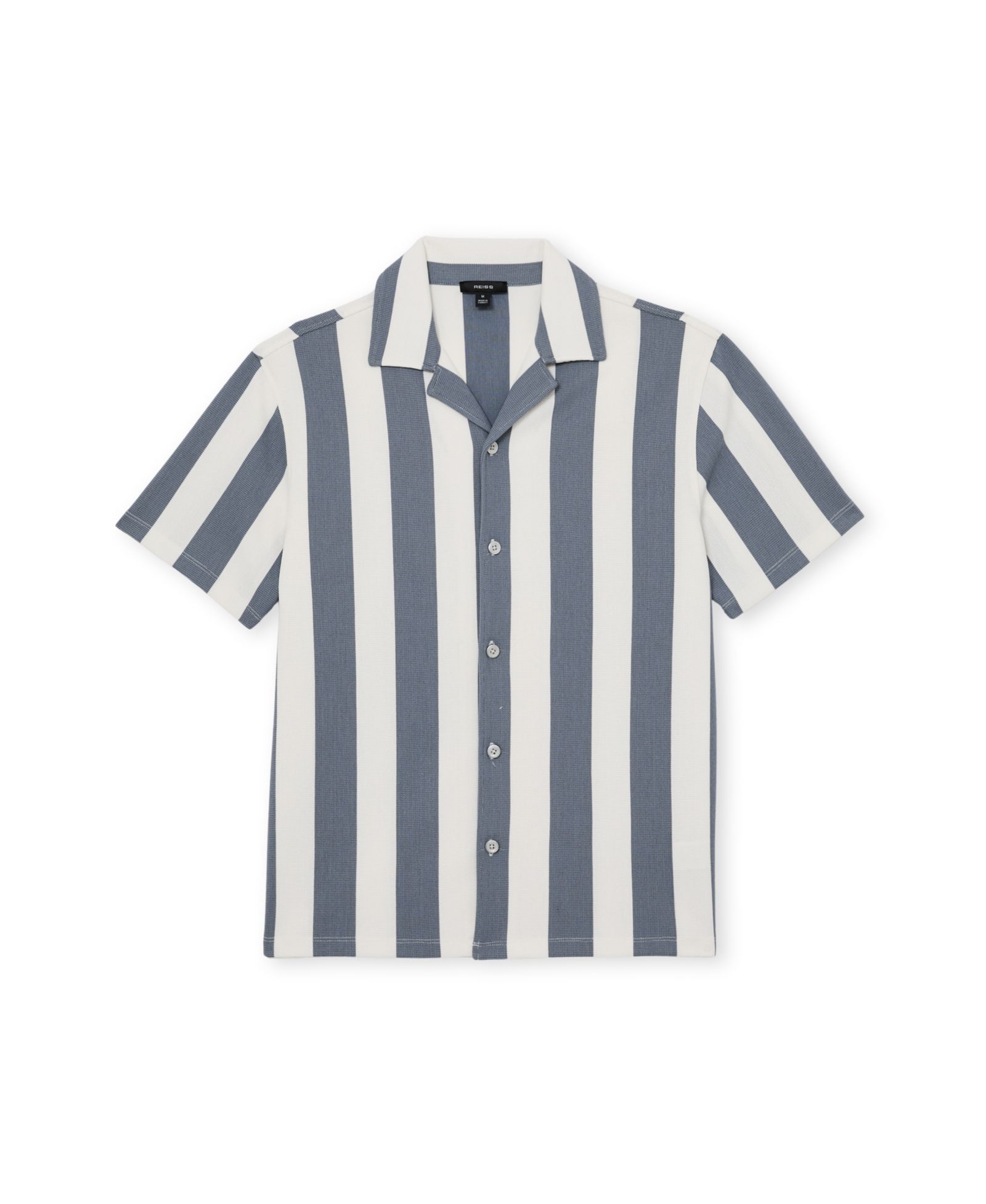 REISS Men's Dexter Block Stripe Cuban Shirt