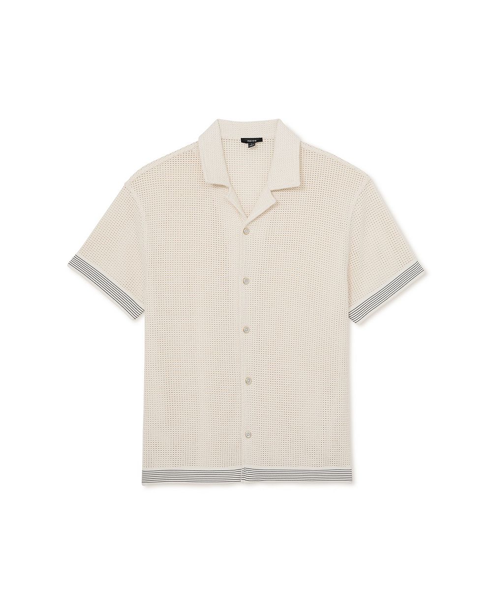 REISS Мужская рубашка Aliso Crochet Tape Cuban