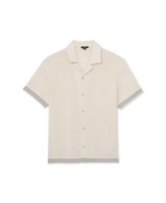 REISS Men's Aliso Crochet Tape Cuban Shirt