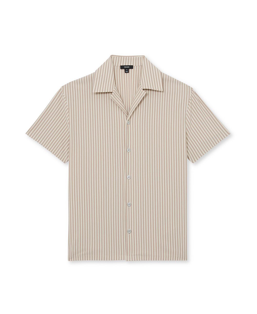 REISS Men's Aurelia Stripe Cuban Shirt