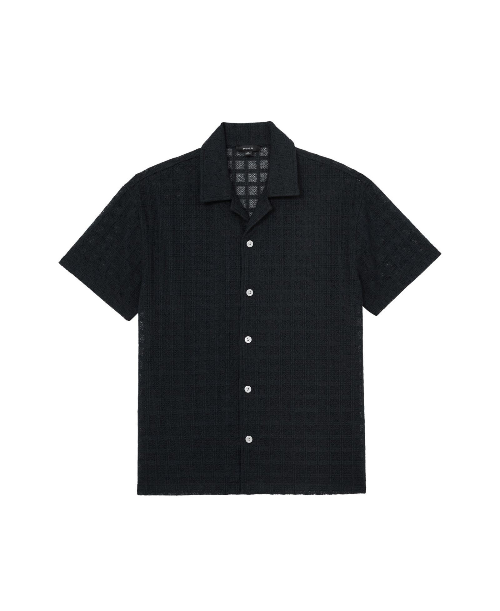REISS Men's Belardo Crochet Tile Cuban Shirt
