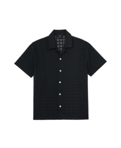 REISS Men's Belardo Crochet Tile Cuban Shirt