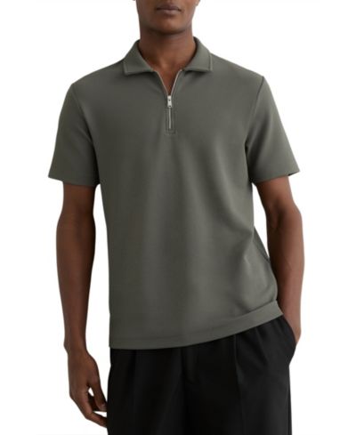 REISS Men's Forno Half-Zip Textured Polo Shirt