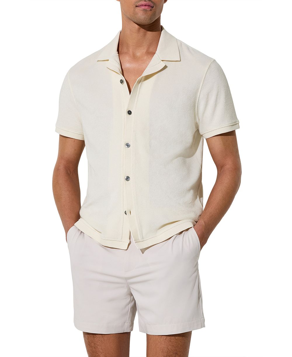 REISS Men's Eden Towelling Short-Sleeve Shirt
