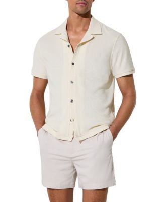 REISS Men's Eden Towelling Short-Sleeve Shirt