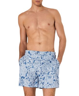 REISS Men's Fallow Paisley-Print Side-Adjuster Swim Shorts, 5" Inseam