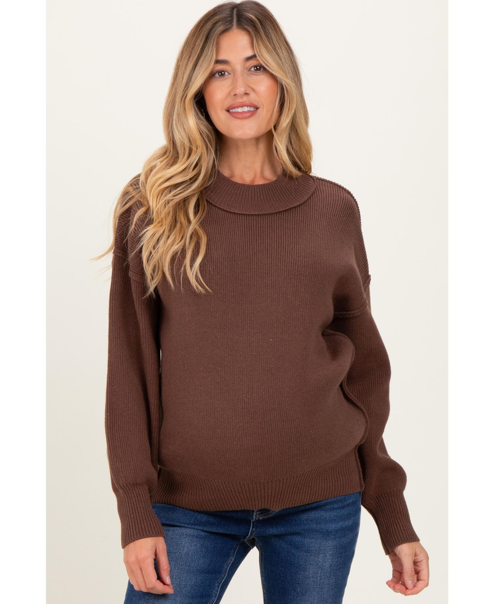 Pinkblush Women's Wide Neck Drop Shoulder Sweater