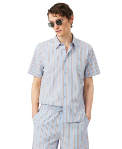 Мужская полосатая рубашка с коротким рукавом Lacoste