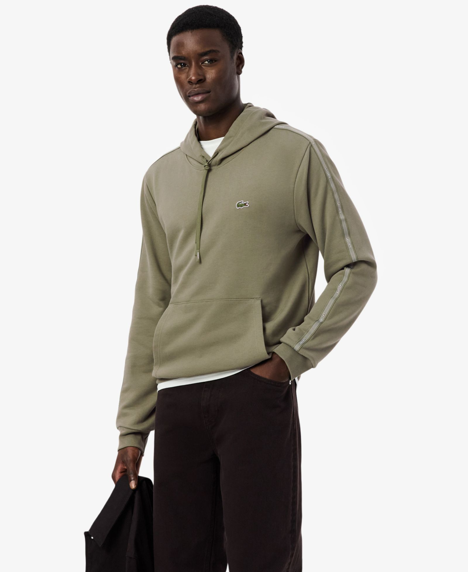 Lacoste мужской худи с молнией и логотипом Classic-Fit Logo Stripe