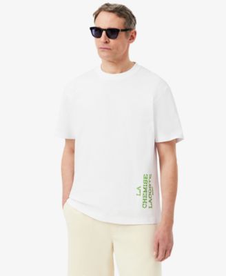 Мужская хлопковая футболка Lacoste с принтом свободного кроя