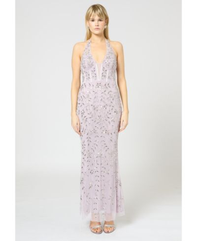 BEAUUT Women's Embellished Sequin Beaded Maxi Corset Dress