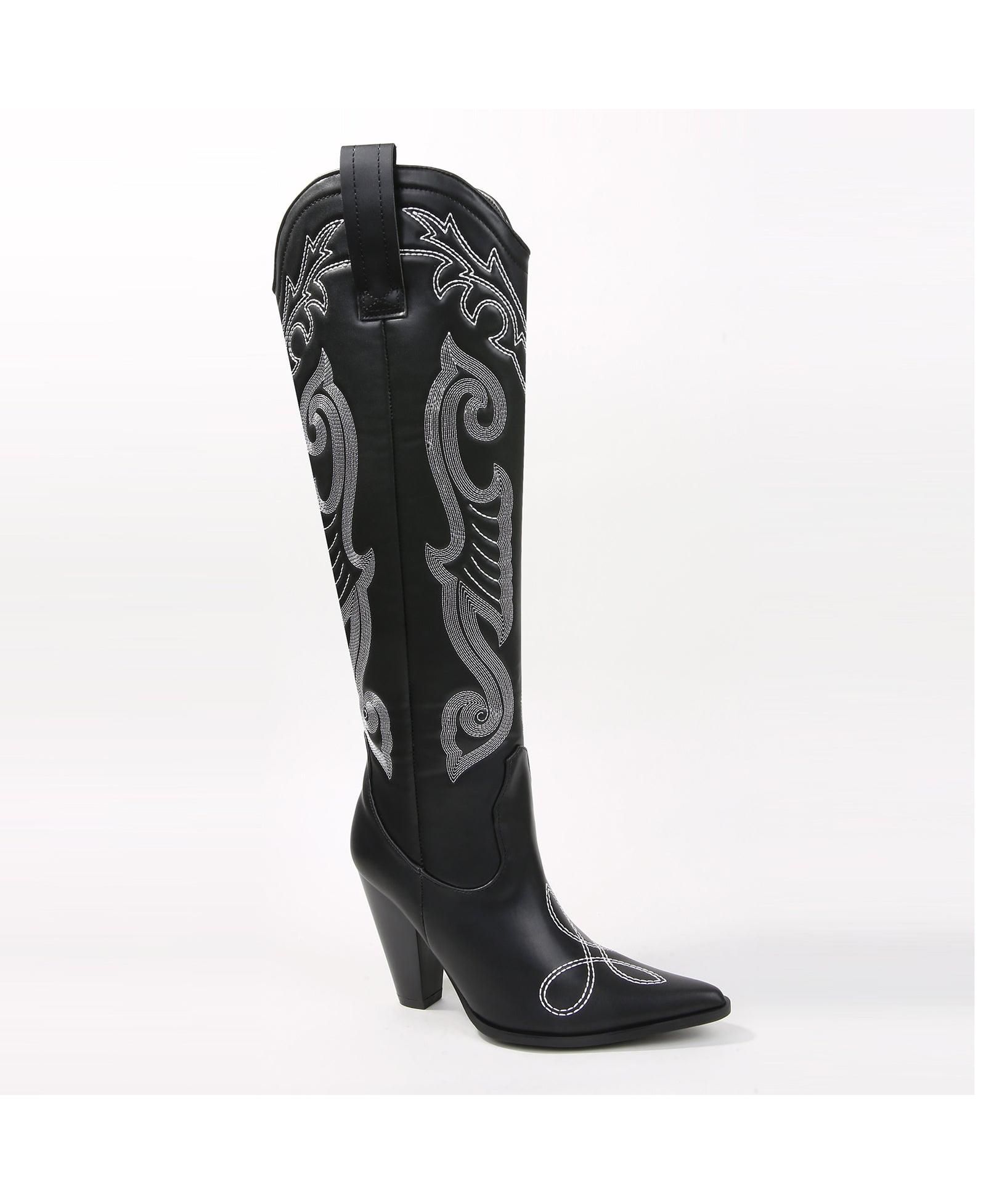 BERNESS Ashley Embroidered Western Knee-High Boots