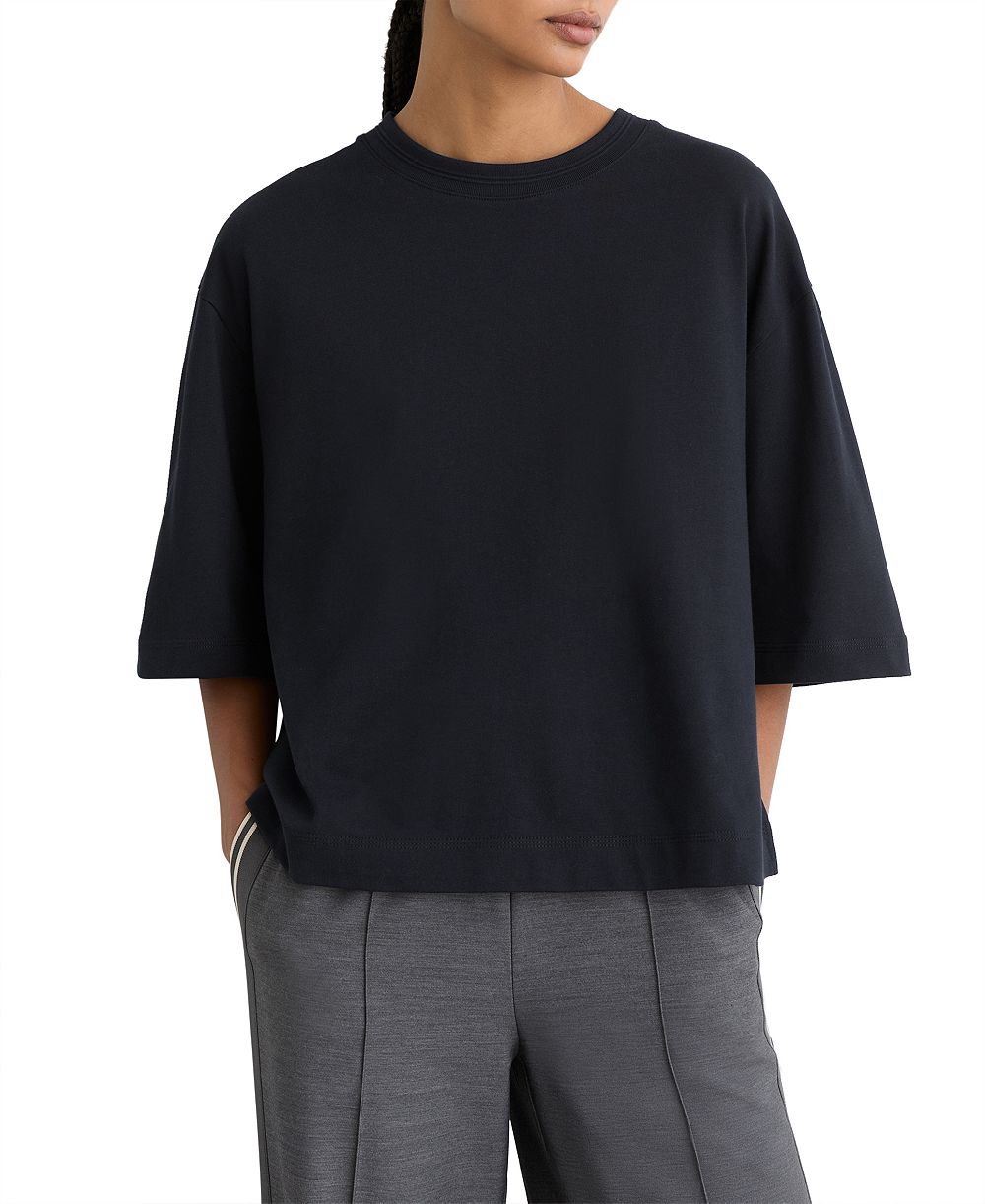 REISS Women's Lara Oversized Ribbed Crewneck T-Shirt