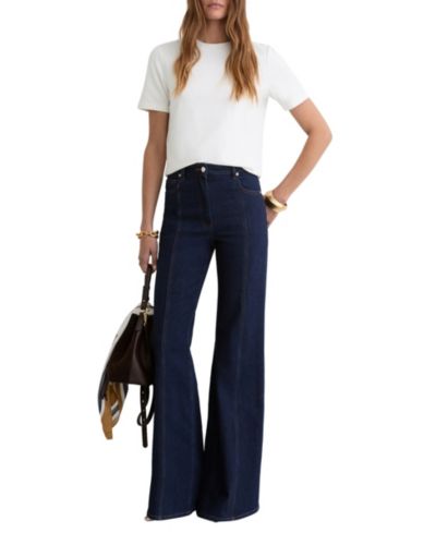 REISS Women's Josie Stretch-Cotton Ribbed-Neck T-Shirt