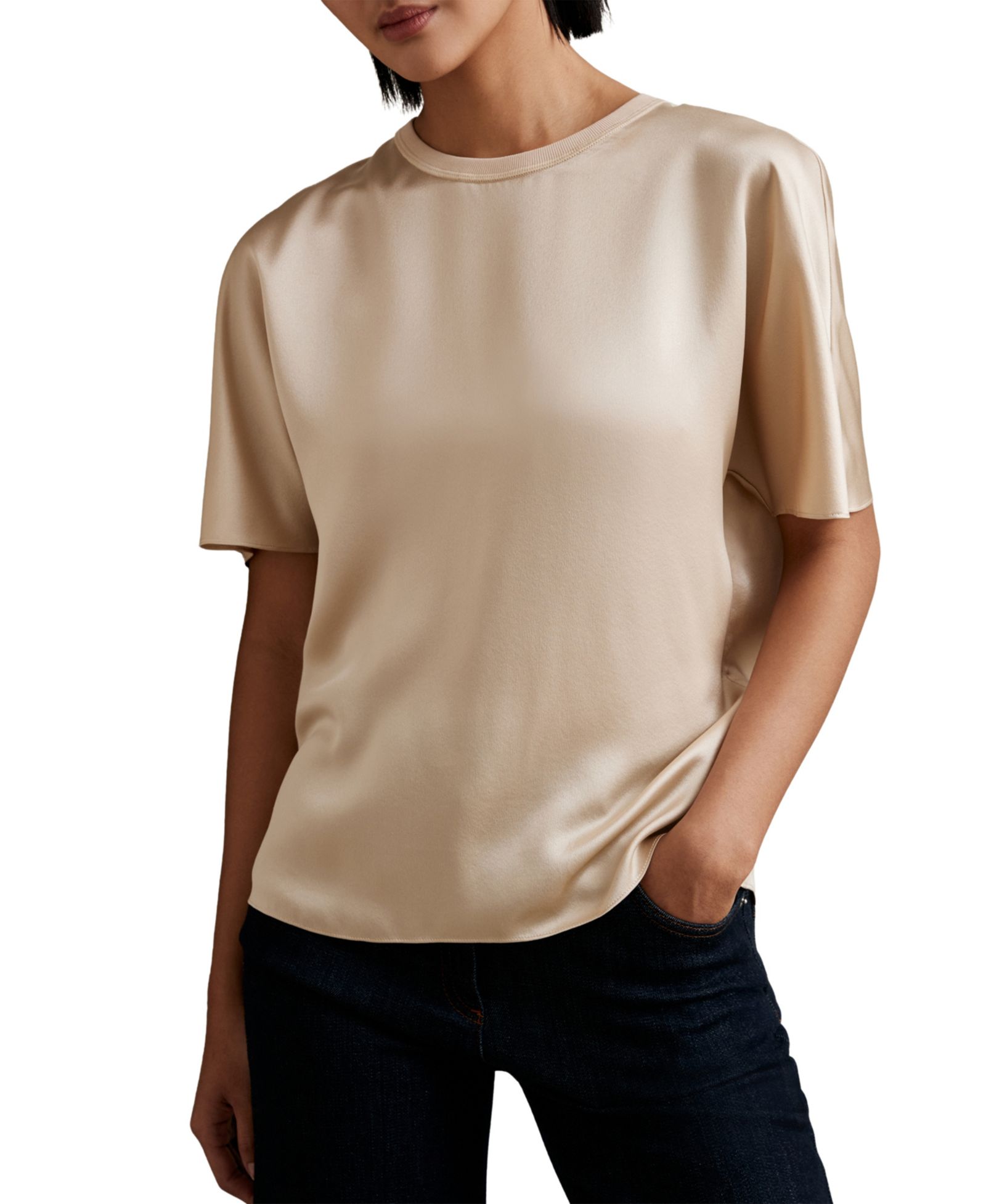 Женский топ REISS Women's Lena Silk Short-Sleeve