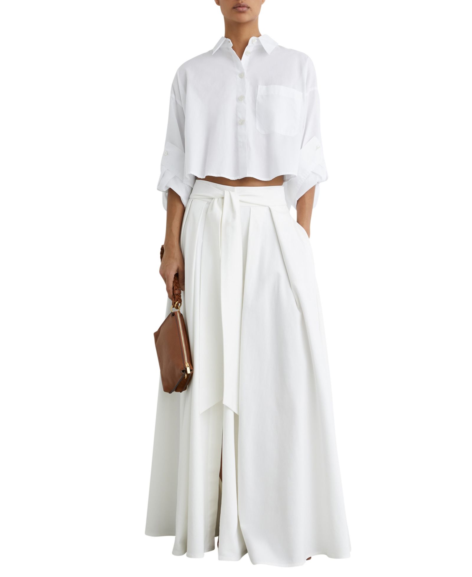 REISS Women's Solenge Cropped Cotton Shirt