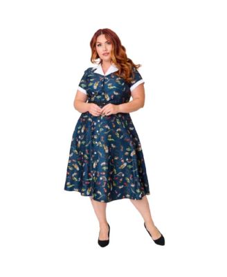 Unique Vintage Платье миди Alexis с поясом Plus Size