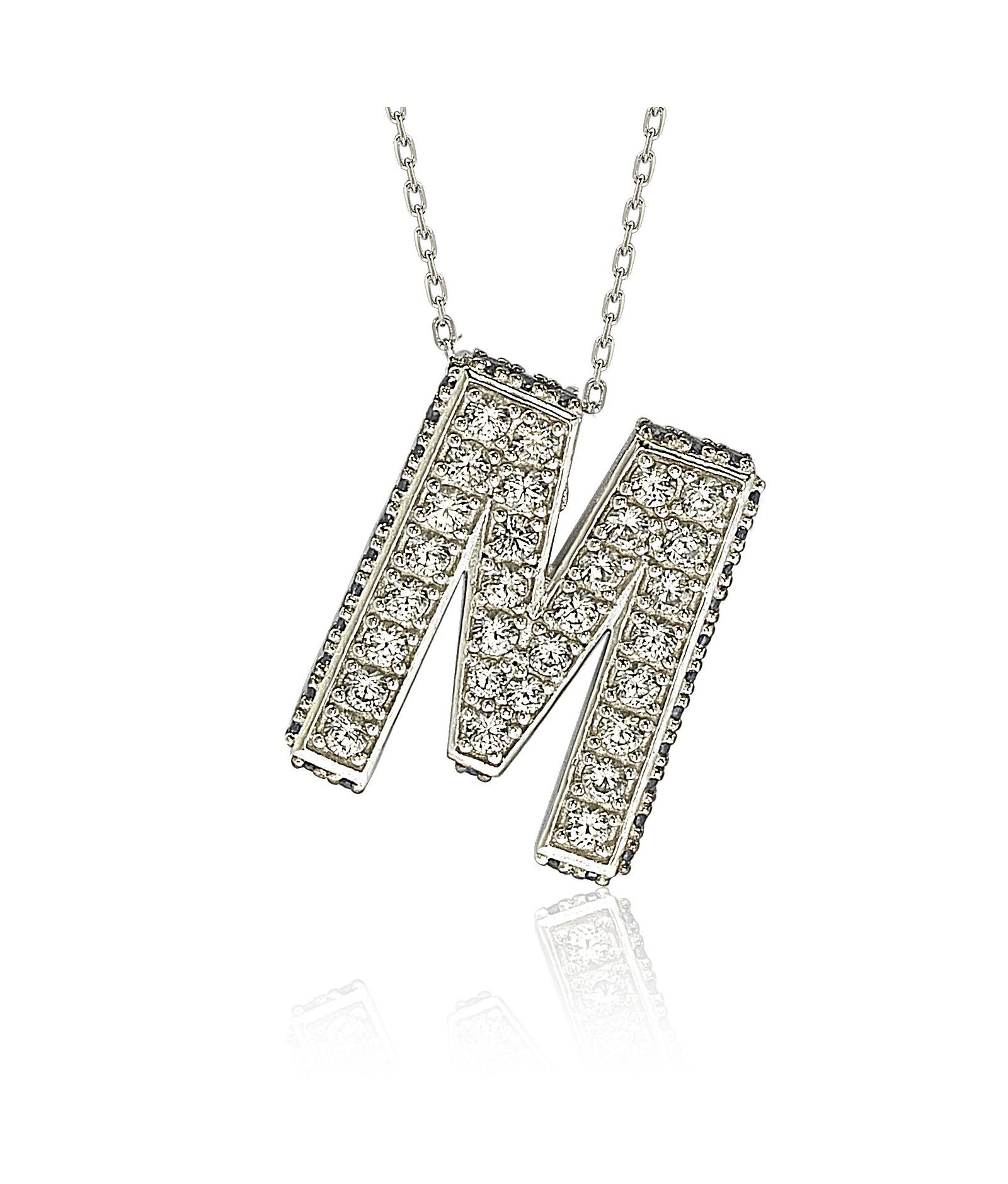Подвеска Suzy Levian New york Sterling Silver Sapphire 3-D Letter "M" Initial