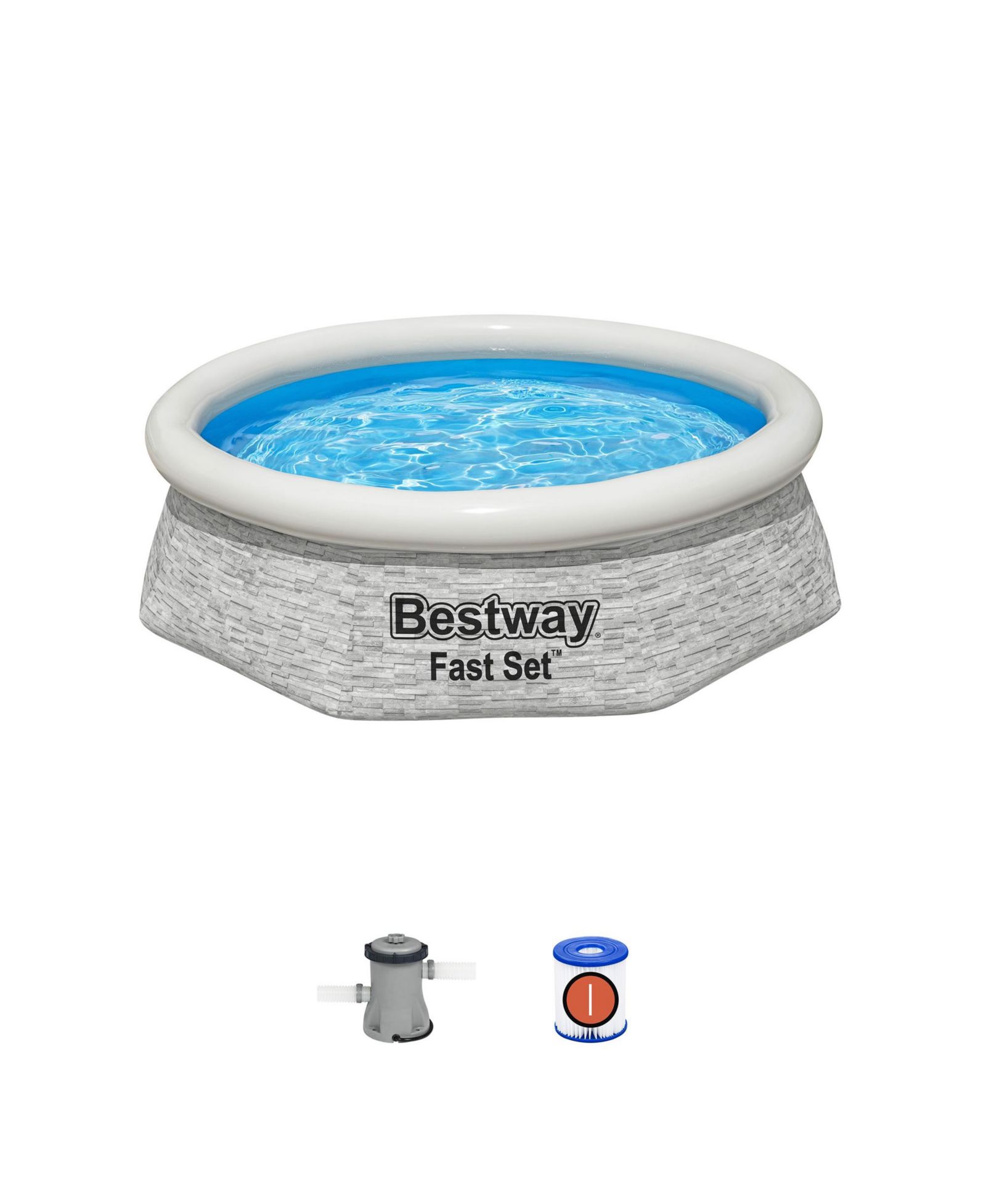 Bestway круглый надувной бассейн для улицы с насосом-фильтром, Gray