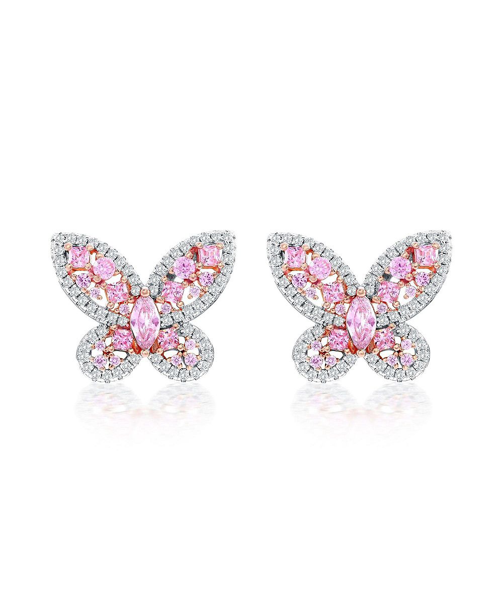 Серьги-бабочки Suzy Levian New York из стерлингового серебра с многогранным кластером из кубического циркония