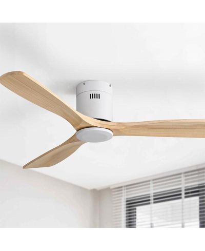 52-inch Modern White 3-Blade Ceiling Fan with Remote Control and Supporting Mobile Device Connection