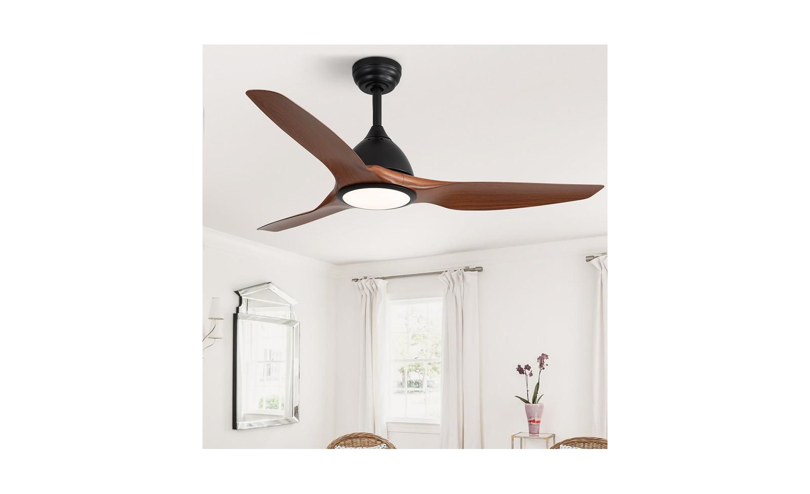 52-inch Modern Black 3-Blade Ceiling Fan with LED Light and Remote Control