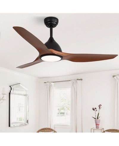 52-inch Modern Black 3-Blade Ceiling Fan with LED Light and Remote Control